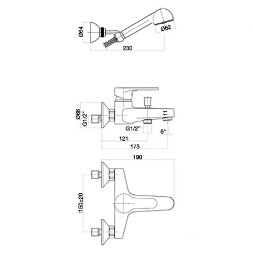 Смеситель для ванны Webert Sax Evolution SE850101015, хром Смеситель для ванны Webert Sax Evolution SE850101015, хром