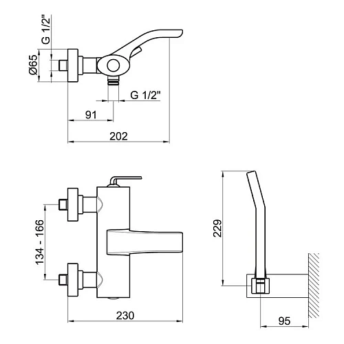 Смеситель для ванны Webert Wolo WO850101564 с душем Смеситель для ванны Webert Wolo WO850101564 с душем