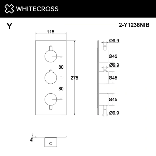 Смеситель для ванны WHITECROSS 2-Y1238NIB брашированный никель внешняя часть на 3 потребителя Смеситель для ванны WHITECROSS 2-Y1238NIB брашированный никель внешняя часть на 3 потребителя