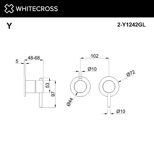 Смеситель для ванны WHITECROSS 2-Y1242GL золото внешняя часть на 2 потребителя Смеситель для ванны WHITECROSS 2-Y1242GL золото внешняя часть на 2 потребителя