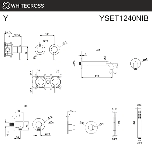 Смеситель для ванны WHITECROSS Y YSET1240NIB скрытого монтажа, брашированный никель Смеситель для ванны WHITECROSS Y YSET1240NIB скрытого монтажа, брашированный никель