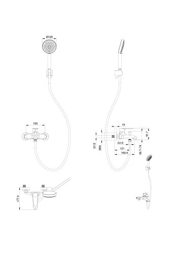 Смеситель для ванны Wonzon & Woghand брашированное золото (WW-AE3204-BG) Смеситель для ванны Wonzon & Woghand брашированное золото (WW-AE3204-BG)