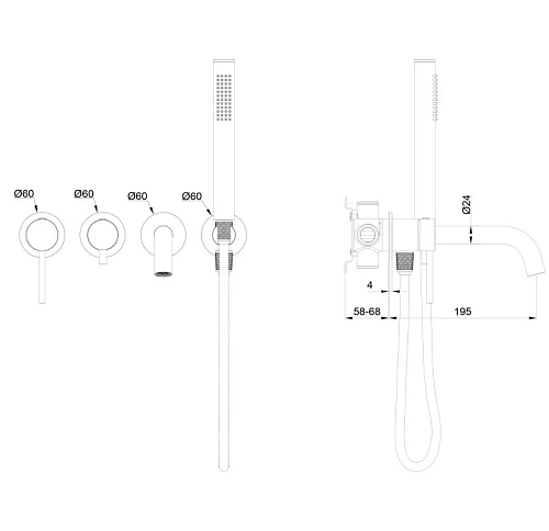 Смеситель для ванны Wonzon & Woghand встраиваемый, брашированное золото (WW-889017-BG) Смеситель для ванны Wonzon & Woghand встраиваемый, брашированное золото (WW-889017-BG)