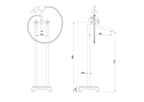 Смеситель для ванны Wonzon & Woghand напольный, темный графит (WW-88649020-BGM) Смеситель для ванны Wonzon & Woghand напольный, темный графит (WW-88649020-BGM)