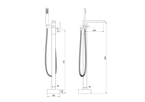 Смеситель для ванны Wonzon & Woghand напольный, хром (WW-88649009-CR) Смеситель для ванны Wonzon & Woghand напольный, хром (WW-88649009-CR)