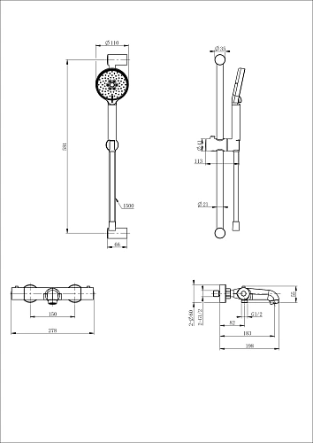 Смеситель для ванны Wonzon & Woghand с термостатом, брашированное золото (WW-C2006-A-BG) Смеситель для ванны Wonzon & Woghand с термостатом, брашированное золото (WW-C2006-A-BG)