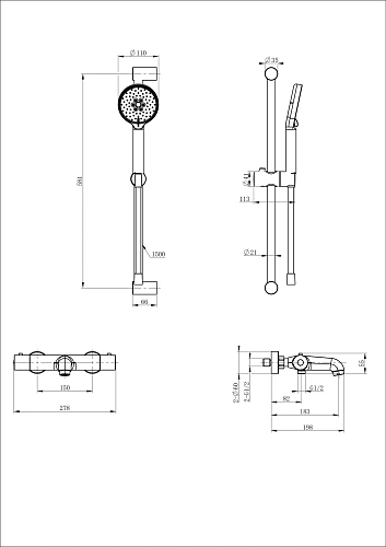 Смеситель для ванны Wonzon & Woghand с термостатом, темный графит (WW-C2006-A-BGG) Смеситель для ванны Wonzon & Woghand с термостатом, темный графит (WW-C2006-A-BGG)