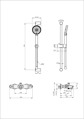 Смеситель для ванны Wonzon & Woghand с термостатом, хром (WW-C2001-A-CR) Смеситель для ванны Wonzon & Woghand с термостатом, хром (WW-C2001-A-CR)