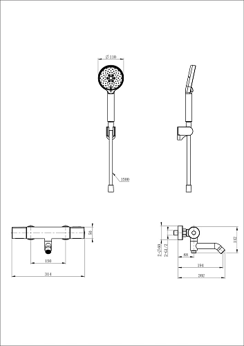 Смеситель для ванны Wonzon & Woghand с термостатом, черный матовый (WW-A2006-A1-MB) Смеситель для ванны Wonzon & Woghand с термостатом, черный матовый (WW-A2006-A1-MB)