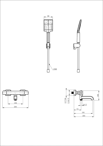 Смеситель для ванны Wonzon & Woghand с термостатом, черный матовый (WW-B2026-A1-MB) Смеситель для ванны Wonzon & Woghand с термостатом, черный матовый (WW-B2026-A1-MB)