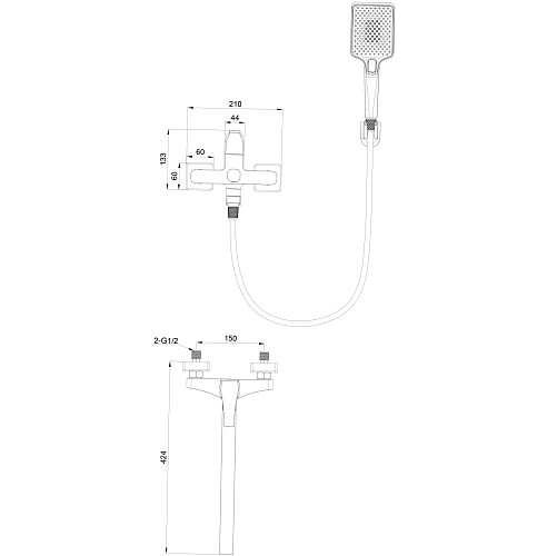 Смеситель для ванны Wonzon & Woghand темный графит (WW-639906-BGM) Смеситель для ванны Wonzon & Woghand темный графит (WW-639906-BGM)