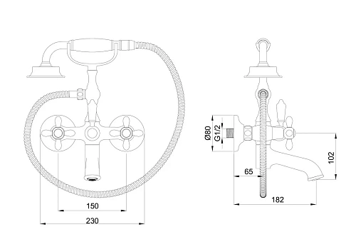 Смеситель для ванны Wonzon & Woghand темный графит (WW-88639020-BGM) Смеситель для ванны Wonzon & Woghand темный графит (WW-88639020-BGM)