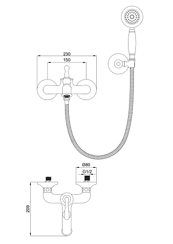 Смеситель для ванны Wonzon & Woghand хром (WW-88639008-CR) Смеситель для ванны Wonzon & Woghand хром (WW-88639008-CR)