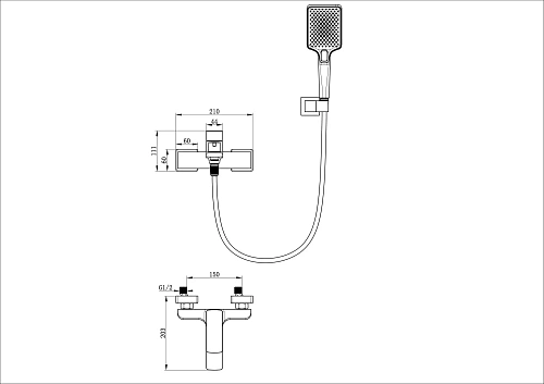 Смеситель для ванны Wonzon & Woghand черный матовый (WW-88639003A-MB) Смеситель для ванны Wonzon & Woghand черный матовый (WW-88639003A-MB)