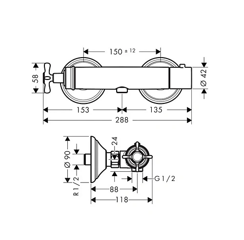 Смеситель для душа Axor Montreux 16261000 термостатический Смеситель для душа Axor Montreux 16261000 термостатический