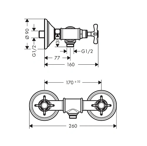 Смеситель для душа Axor Montreux 16560000 Смеситель для душа Axor Montreux 16560000