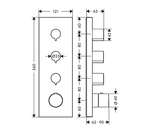 Смеситель для душа Axor ShowerCollection 10751000 с термостатом Смеситель для душа Axor ShowerCollection 10751000 с термостатом