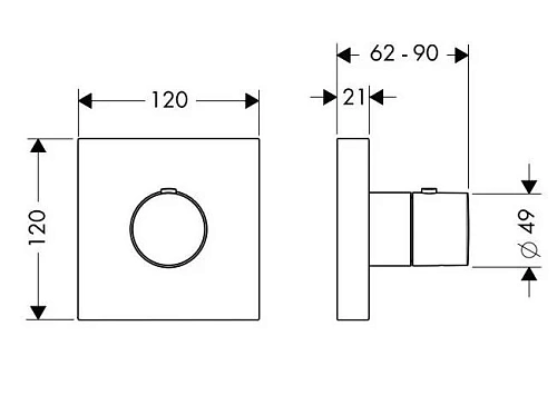 Смеситель для душа Axor ShowerCollection 12x12 10755000 термостатический Смеситель для душа Axor ShowerCollection 12x12 10755000 термостатический