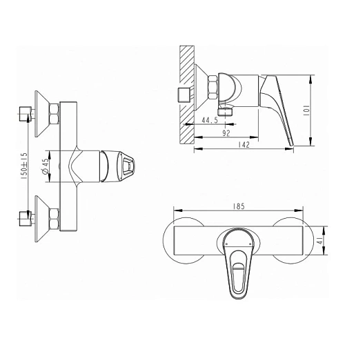Смеситель для душа Bravat Drop-D F948162C-01 Смеситель для душа Bravat Drop-D F948162C-01