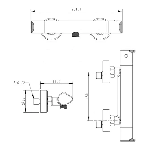 Смеситель для душа Bravat Waterfall F939114C-01A-RUS термостатический Смеситель для душа Bravat Waterfall F939114C-01A-RUS термостатический
