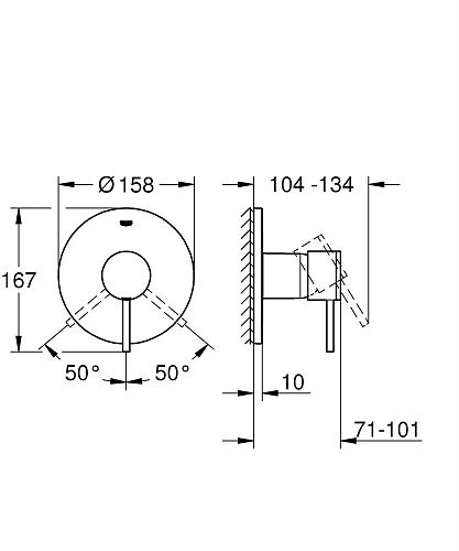Смеситель для душа GROHE Atrio New, круглая розетка, хром (24065003) Смеситель для душа GROHE Atrio New, круглая розетка, хром (24065003)