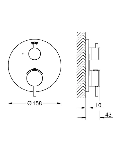 Смеситель для душа GROHE Atrio, внешняя часть, теплый закат глянец (24134DA3) термостат Смеситель для душа GROHE Atrio, внешняя часть, теплый закат глянец (24134DA3) термостат