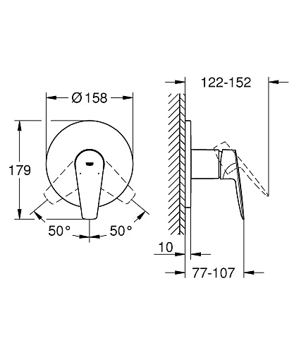 Смеситель для душа GROHE BauEdge однорычажный, комплект верхней монтажной части, хром (24161001) Смеситель для душа GROHE BauEdge однорычажный, комплект верхней монтажной части, хром (24161001)