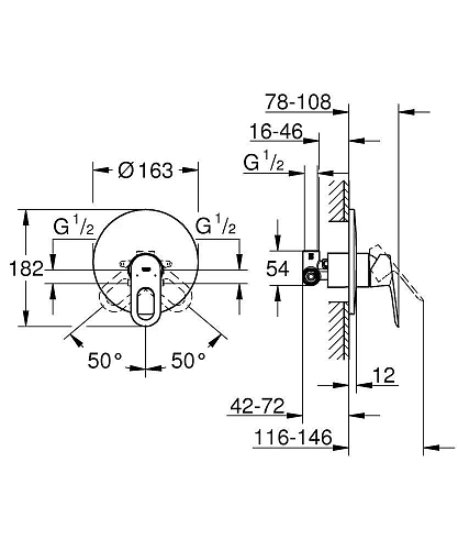 Смеситель для душа GROHE BauLoop (внешняя и встраиваемая части), хром (29080000) Смеситель для душа GROHE BauLoop (внешняя и встраиваемая части), хром (29080000)