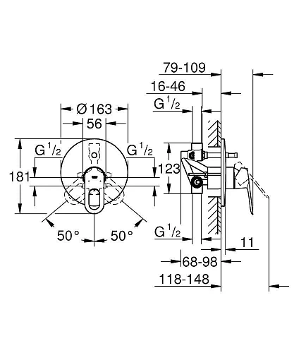 Смеситель для душа GROHE BauLoop (внешняя и встраиваемая части), хром (29081000) Смеситель для душа GROHE BauLoop (внешняя и встраиваемая части), хром (29081000)