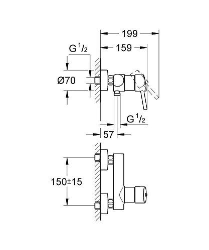 Смеситель для душа GROHE Concetto, хром (32210001) Смеситель для душа GROHE Concetto, хром (32210001)