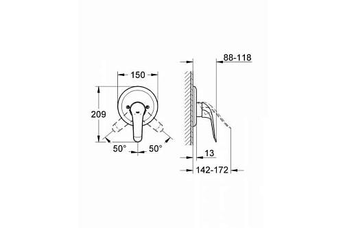Смеситель для душа GROHE Euroeco Special, хром (32784000) внешняя часть Смеситель для душа GROHE Euroeco Special, хром (32784000) внешняя часть