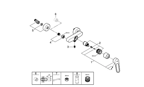 Смеситель для душа GROHE Eurosmart (25242003) Смеситель для душа GROHE Eurosmart (25242003)