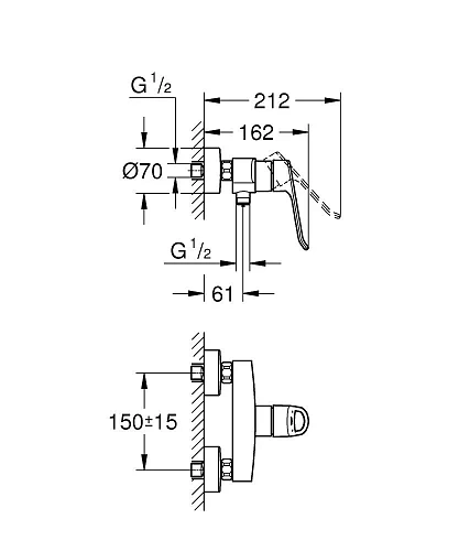 Смеситель для душа GROHE Eurosmart (25242003) Смеситель для душа GROHE Eurosmart (25242003)