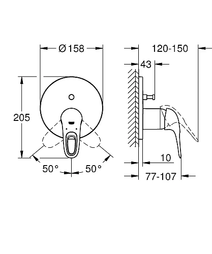 Смеситель для душа GROHE Eurostyle 2015 Solid (24049LS3) внешняя часть, белая луна Смеситель для душа GROHE Eurostyle 2015 Solid (24049LS3) внешняя часть, белая луна