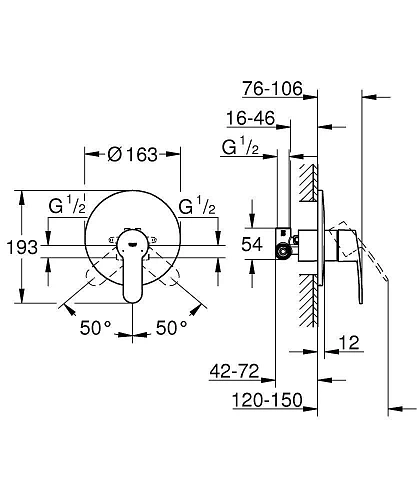 Смеситель для душа GROHE Eurostyle Cosmopolitan (внешняя и встраиваемая части), хром (33635002) Смеситель для душа GROHE Eurostyle Cosmopolitan (внешняя и встраиваемая части), хром (33635002)
