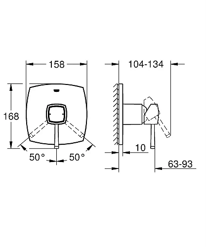 Смеситель для душа GROHE Grandera, квадратная розетка, холодный рассвет глянец (24067GL0) Смеситель для душа GROHE Grandera, квадратная розетка, холодный рассвет глянец (24067GL0)