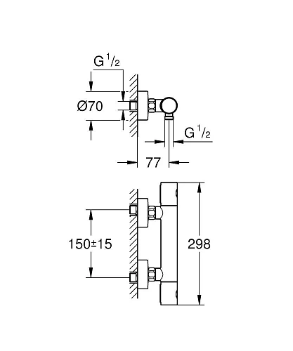 Смеситель для душа GROHE Grohtherm 1000 Cosmopolitan M, темный графит глянец, термостатический (3406 34065A02 Смеситель для душа GROHE Grohtherm 1000 Cosmopolitan M, темный графит глянец, термостатический (3406 34065A02