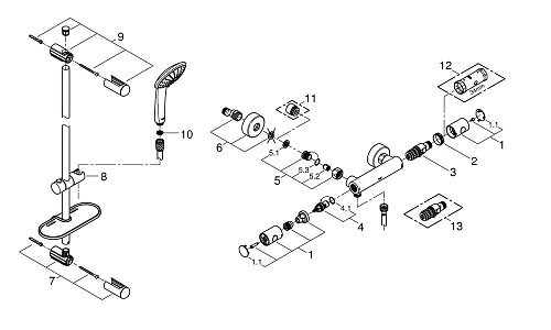 Смеситель для душа GROHE Grohtherm 1000 Cosmopolitan New с душевым гарнитуром (штанга 900 мм) термос 34321002 Смеситель для душа GROHE Grohtherm 1000 Cosmopolitan New с душевым гарнитуром (штанга 900 мм) термос 34321002
