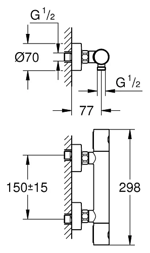 Смеситель для душа GROHE Grohtherm 1000 Cosmopolitan New термостатический, хром (34065002) Смеситель для душа GROHE Grohtherm 1000 Cosmopolitan New термостатический, хром (34065002)