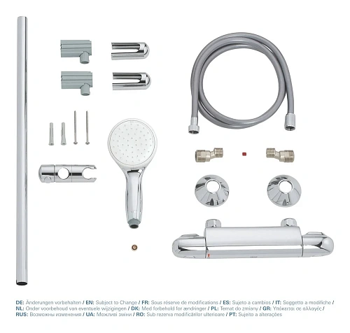 Смеситель для душа GROHE Grohtherm 1000 New термостатический с душевым гарнитуром, душевая штанга 60 34151004 Смеситель для душа GROHE Grohtherm 1000 New термостатический с душевым гарнитуром, душевая штанга 60 34151004