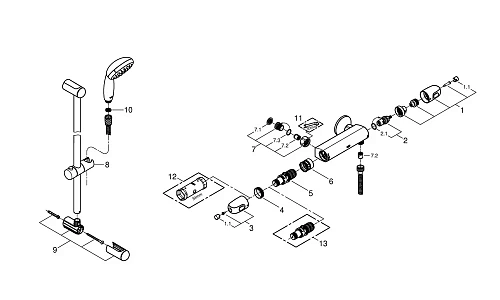 Смеситель для душа GROHE Grohtherm 1000, с душевым гарнитуром, хром (34819004) термостат Смеситель для душа GROHE Grohtherm 1000, с душевым гарнитуром, хром (34819004) термостат