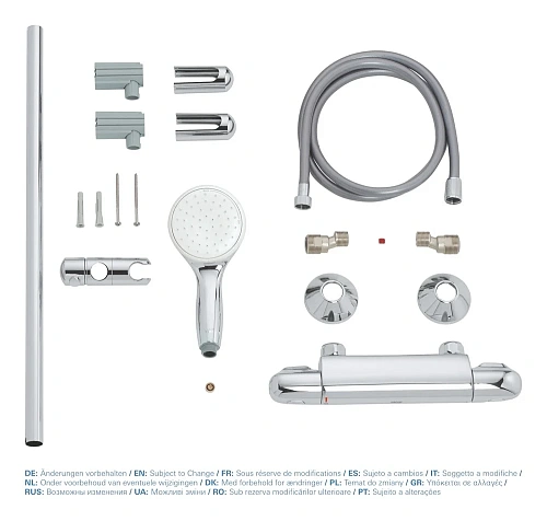 Смеситель для душа GROHE Grohtherm 1000, с душевым гарнитуром, хром (34820004) термостат Смеситель для душа GROHE Grohtherm 1000, с душевым гарнитуром, хром (34820004) термостат