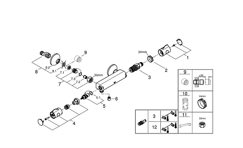 Смеситель для душа GROHE Grohtherm 800 (34558000) термостатический, хром Смеситель для душа GROHE Grohtherm 800 (34558000) термостатический, хром