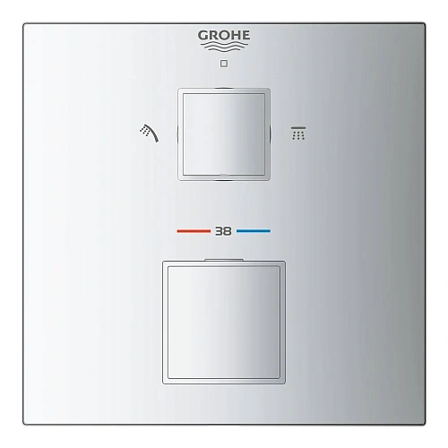 Смеситель для душа GROHE Grohtherm Cube с переключателем на 2 положения верхний/Душевая лейка, хром 24154000 Смеситель для душа GROHE Grohtherm Cube с переключателем на 2 положения верхний/Душевая лейка, хром 24154000