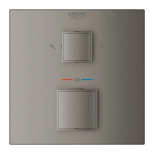 Смеситель для душа GROHE Grohtherm Cube, квадратная розетка, темный графит матовый (24154AL0) термос Смеситель для душа GROHE Grohtherm Cube, квадратная розетка, темный графит матовый (24154AL0) термос