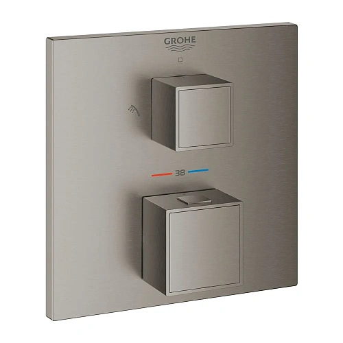 Смеситель для душа GROHE Grohtherm Cube, квадратная розетка, темный графит матовый (24154AL0) термос Смеситель для душа GROHE Grohtherm Cube, квадратная розетка, темный графит матовый (24154AL0) термос
