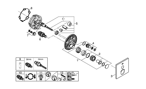 Смеситель для душа GROHE Grohtherm SmartControl (29123000) внешняя часть термостата, на 1 выход, хром Смеситель для душа GROHE Grohtherm SmartControl (29123000) внешняя часть термостата, на 1 выход, хром