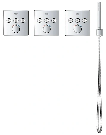 Смеситель для душа GROHE Grohtherm SmartControl (29126000) внешняя часть термостата, на 3 выхода, хром Смеситель для душа GROHE Grohtherm SmartControl (29126000) внешняя часть термостата, на 3 выхода, хром