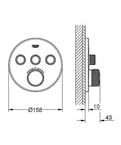Смеситель для душа GROHE Grohtherm SmartControl для встраиваемого монтажа на 3 выхода, холодный расс 29121GN0 Смеситель для душа GROHE Grohtherm SmartControl для встраиваемого монтажа на 3 выхода, холодный расс 29121GN0