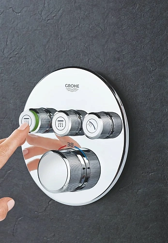 Смеситель для душа GROHE Grohtherm SmartControl на 3 выхода, хром (29121000) внешняя часть термостат Смеситель для душа GROHE Grohtherm SmartControl на 3 выхода, хром (29121000) внешняя часть термостат